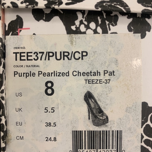 Bordello shoes Teeze cheetah platform pump. New with tags. Never worn. Size 8 - Picture 7 of 7
